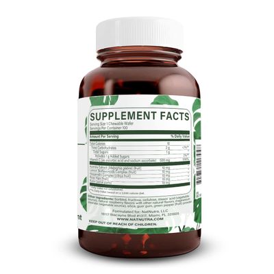 Natural Nutra Vitamin C Supplement for Kids and Adults, Immune Booster, Protect Skin and Heart Health, Vegetable Source, 500 mg, 100 Vegan Wafers