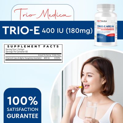 TRIOMEDICA Trio-E 400 IU Vitamin E (400 IU) dl-Alpha, Dietary Supplement for Antioxidant Health &amp; Immune System, 60 Softgels