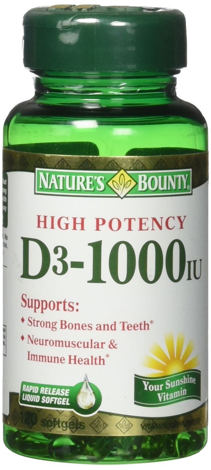 Nature&#39;s Bounty Vitamin D3 1000 IU Immune Health, 120 Softgels (Pack of 1)