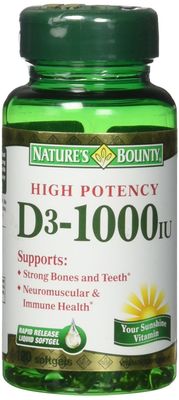 Nature&#39;s Bounty Vitamin D3 1000 IU Immune Health, 120 Softgels (Pack of 1)