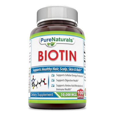 Pure Naturals Biotin 10,000 Mcg, 100 Capsules- Supports Healthy Skin &amp; Hair - Promotes Overall Good Health
