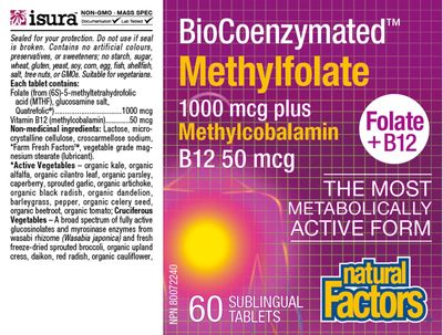 Natural Factors Biocoenzymated Methylfolate 1000Mcg, 60 CT