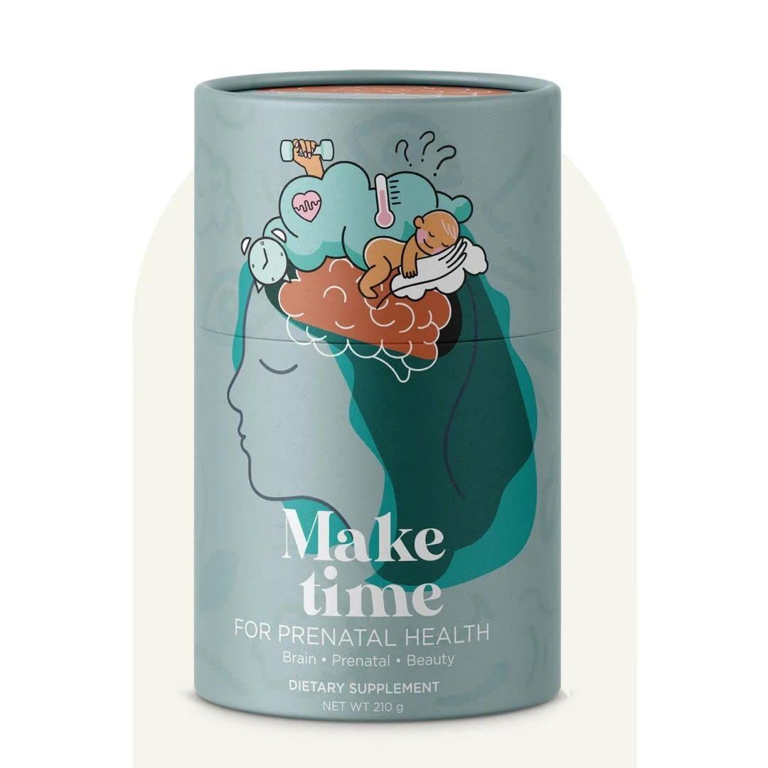 MAKE TIME Prenatal Health Powder Supplement for Women with Folate and Biotin | Multivitamin Include Vitamin B6, B12, A, C, D, Calcium, Zinc, Magnesium 7.4 oz (30 Servings)