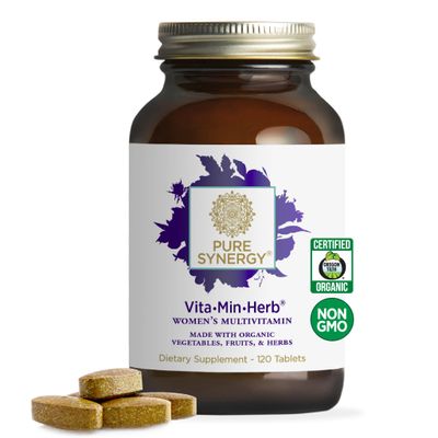 PURE SYNERGY VitaÂ·MinÂ·Herb for Women | Womenâ€™s Comprehensive Multivitamin Supplement | Made with Organic Whole Food Non-GMO &amp; Vegan Ingredients | Supports Energy &amp; Immune Health (120 Tablets)