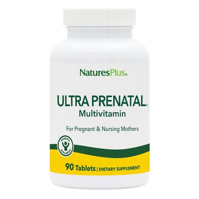 NaturesPlus Ultra Prenatal Multivitamin - 800 mcg Folate, 90 Vegetarian Tablets - Prenatal Supplement with Iron, Iodine, Calcium &amp; B-Complex Vitamins - Gluten-Free - 45 Servings