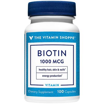 The Vitamin Shoppe Biotin 1MG, Nutrient Metabolism Support for Healthy Vibrant Hair, Healthy Skin &amp; Strong Nails (100 Capsules)