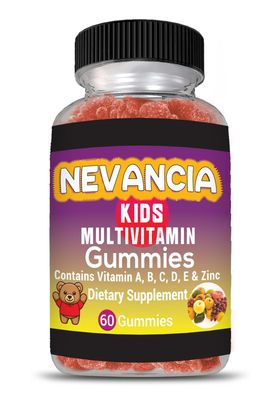 Nevancia Kids Multivitamin Gummies with Essential Nutrients, Support Healthy Growth &amp; Development, Immune Support, Brain Health, Heart Health, Bone Health, Natural Strawberry Flavour, 60 Gummies