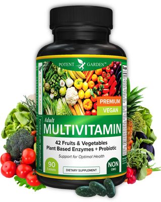 Potent Garden Adult Multivitamin for Women &amp; Men, 42 Fruits &amp; Vegetables Plus Probiotics, Supports Energy Metabolism &amp; Immune System, Daily Multivitamin for Men &amp; Women Non-GMO, 90 Tabs, 30 Servings