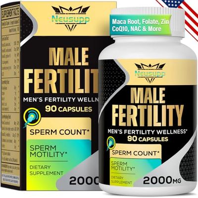 Fertility Supplements for Men, Male Fertility Supplement - Optimal Sperm Count, Motility and Strength, 2000MG Mens Prenatal Vitamins with CoQ10 Maca Root, Zin, NAC &amp;Folate for Conception - 90 Capsules