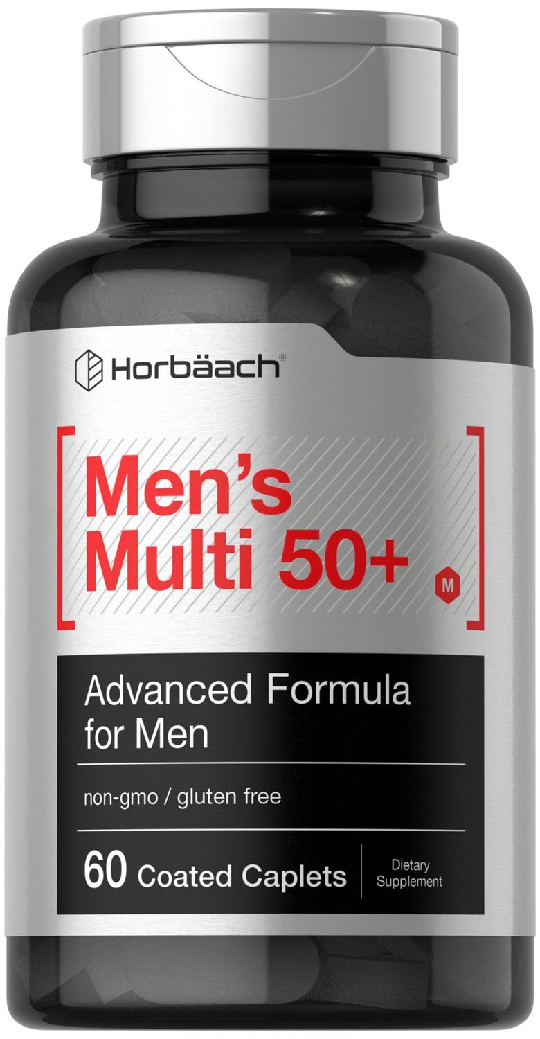 Horbach Men&#39;s Multivitamin 50 Plus | 60 Caplets | Non-GMO &amp; Gluten Free Supplement