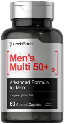 Horbach Men&#39;s Multivitamin 50 Plus | 60 Caplets | Non-GMO &amp; Gluten Free Supplement