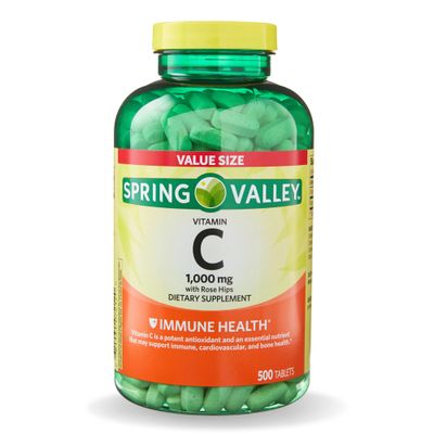 Spring Valley Vitamin C 1000mg with Rose HIPS Tablets Dietary Supplement, 500 Count, Antioxidant Protection* (Pack of 1)