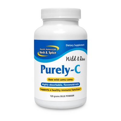 NORTH AMERICAN HERB &amp; SPICE Purely-C - 120g Bulk Powder - Raw, Whole Food Vitamin C - Healthy Immune Function - Highly Absorbable, Flavonoid-Rich - Non-GMO - 40 Servings