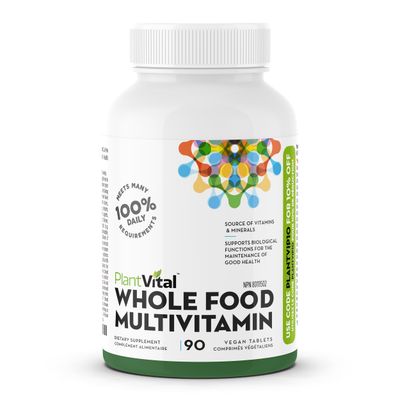 Plantvital Whole Food Multivitamin Multivitamins with 56 Superfoods Raw Veggies and Fruits Vitamins Earth Energy Fruits and Veggies Supplement Pure Fruit and Vegetable Supplements 90 Tablets