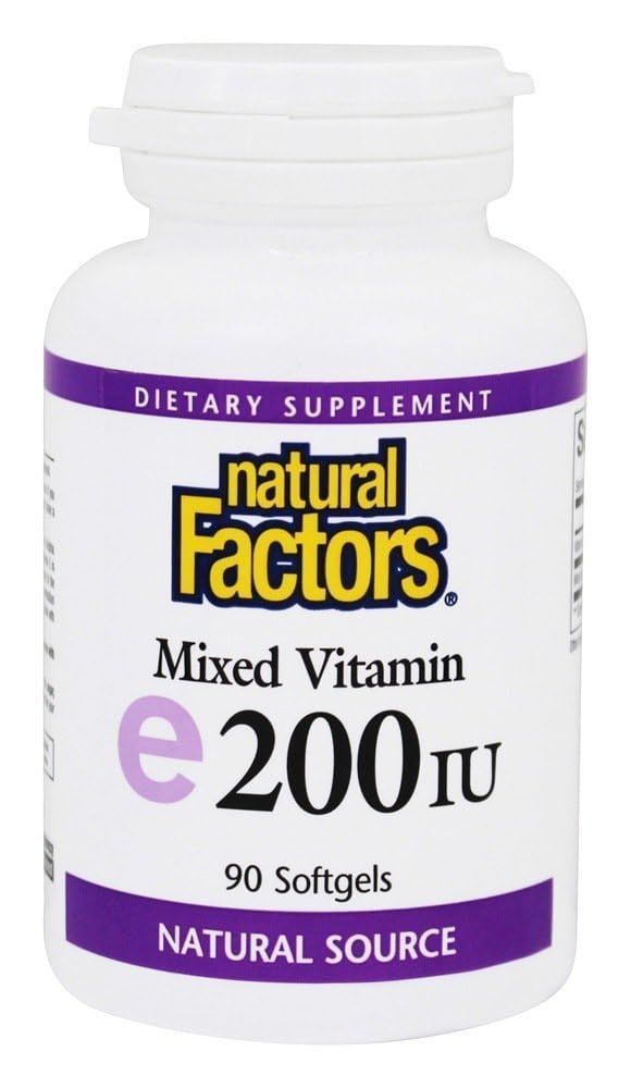 Natural Factors Vitamin E Mixed 200 IU, Antioxidant Support for Cellular Integrity, 90 Softgels