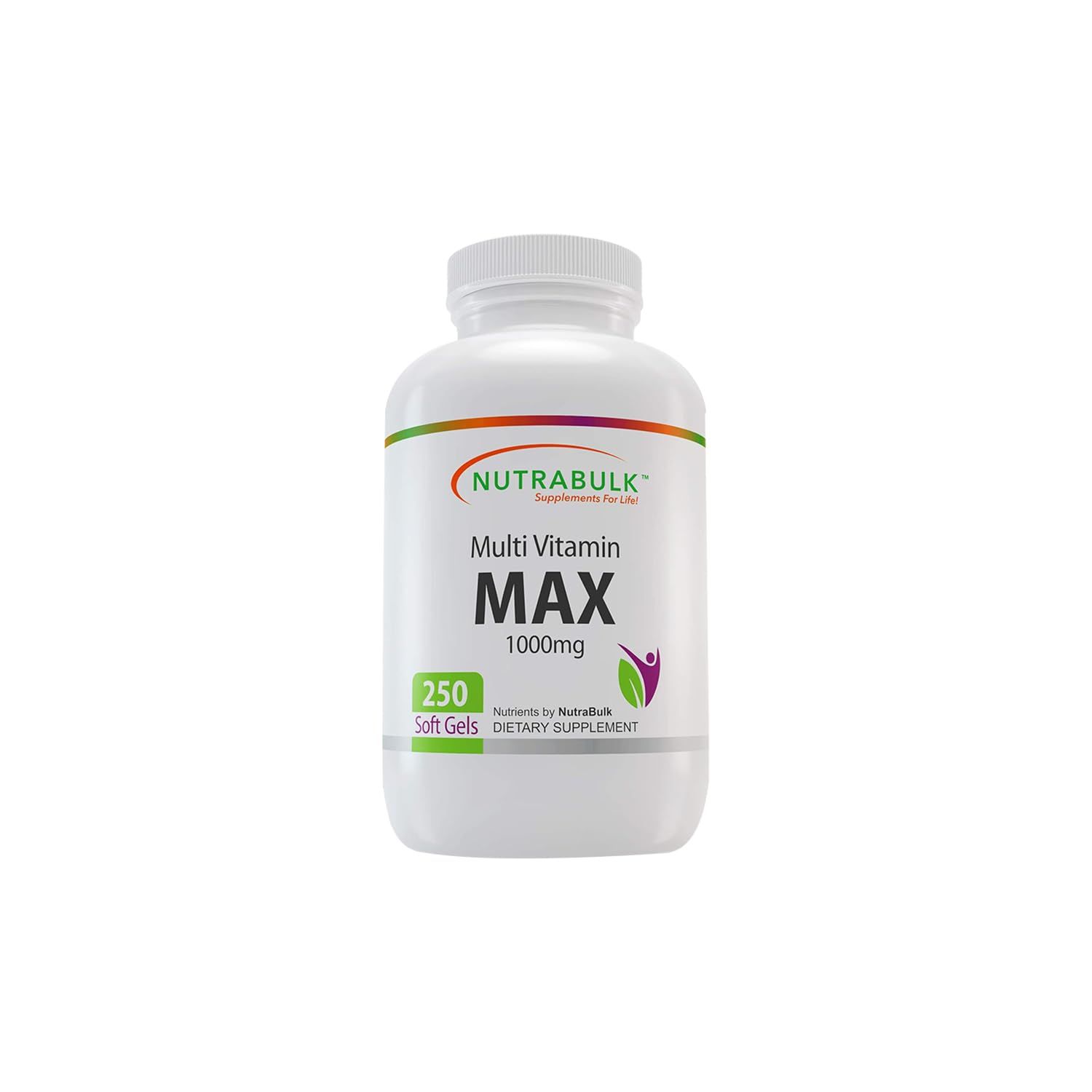 NutraBulk Multi-Vitamin MAX Well Absorbed Soft Gels - Potentially Supports Overall Wellbeing &amp; Immune, Boosts Energy &amp; Metabolism - Complete Daily Nutrition- 1000mg 250 Soft Gels
