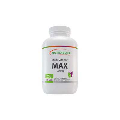 NutraBulk Multi-Vitamin MAX Well Absorbed Soft Gels - Potentially Supports Overall Wellbeing &amp; Immune, Boosts Energy &amp; Metabolism - Complete Daily Nutrition- 1000mg 250 Soft Gels