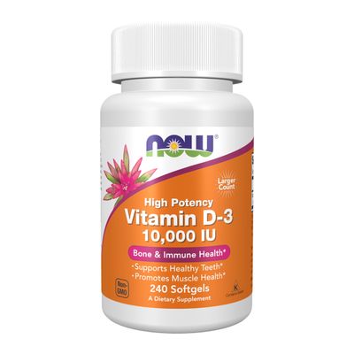 NOW Foods Supplements, Vitamin D-3 10,000 IU Softgels, Vitamin D, Joint Support, 240 Softgels