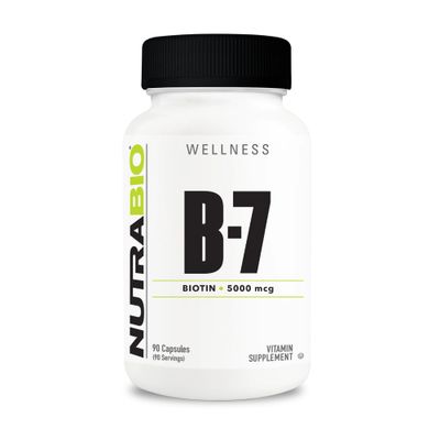 NutraBio Biotin (Vitamin B-7) Supplement, 5000mcg - May Help Promote Healthy Hair, Skin, and Nails, 90 Vegetable Capsules