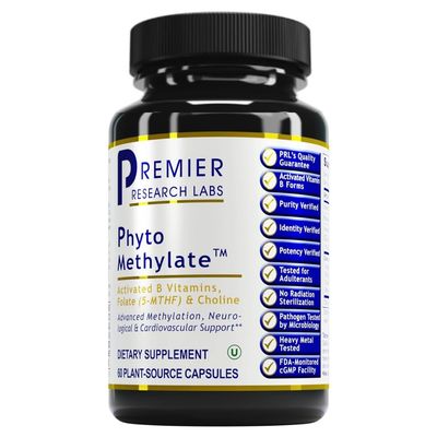 Premier Research Labs Phyto Methylate - B Vitamin Supplement - Supports Methylation, Detox, Brain &amp; Heart Health - 5-MTHF &amp; P5P - 60 Plant-Source Capsules