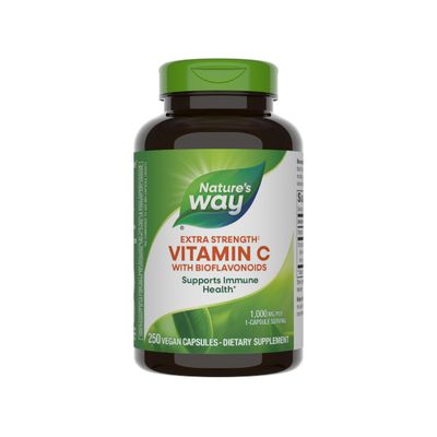 Nature&#39;s Way Extra Strength Vitamin C with Bioflavonoids - 1,000 mg Vitamin C per Serving - Immune Health* - Citrus Bioflavonoids from Orange, Grapefruit, Lemon &amp; More - 250 Capsules (2 Pack)