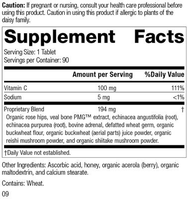 Standard Process C Synergy - Whole Food Immune Support and Antioxidant with Echinacea Purpurea, Rose HIPS, Shiitake, Reishi Mushroom Powder, Buckwheat, and Wheat Germ - 90 Tablets