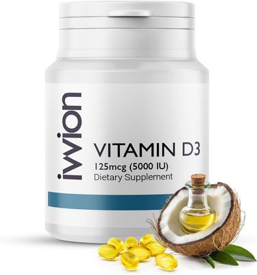 Certified Preservative-Free Vitamin D3 5000 IU Softgels Capsules - Gluten Free, Non-GMO - Vitamin D Supplement Support for Healthy Bones Muscle and Immune System, Made in UK, 365 Count (1 year supply)