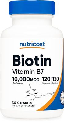 Nutricost Biotin (Vitamin B7) 10,000mcg (10mg), 120 Capsules - Vegan, Gluten Free, Non-GMO