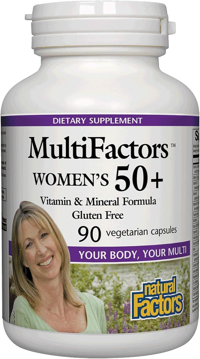 MultiFactors by Natural Factors, Women&#39;s 50+ Multivitamin &amp; Mineral Formula, Dietary Supplement for Nutritional Support, 90 capsules (30 servings)