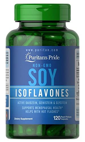 Puritan's Pride Non-GMO Soy Isoflavones Capsule 750 Mg, May Help with hot Flashes in menopausal Women*, 120 ct