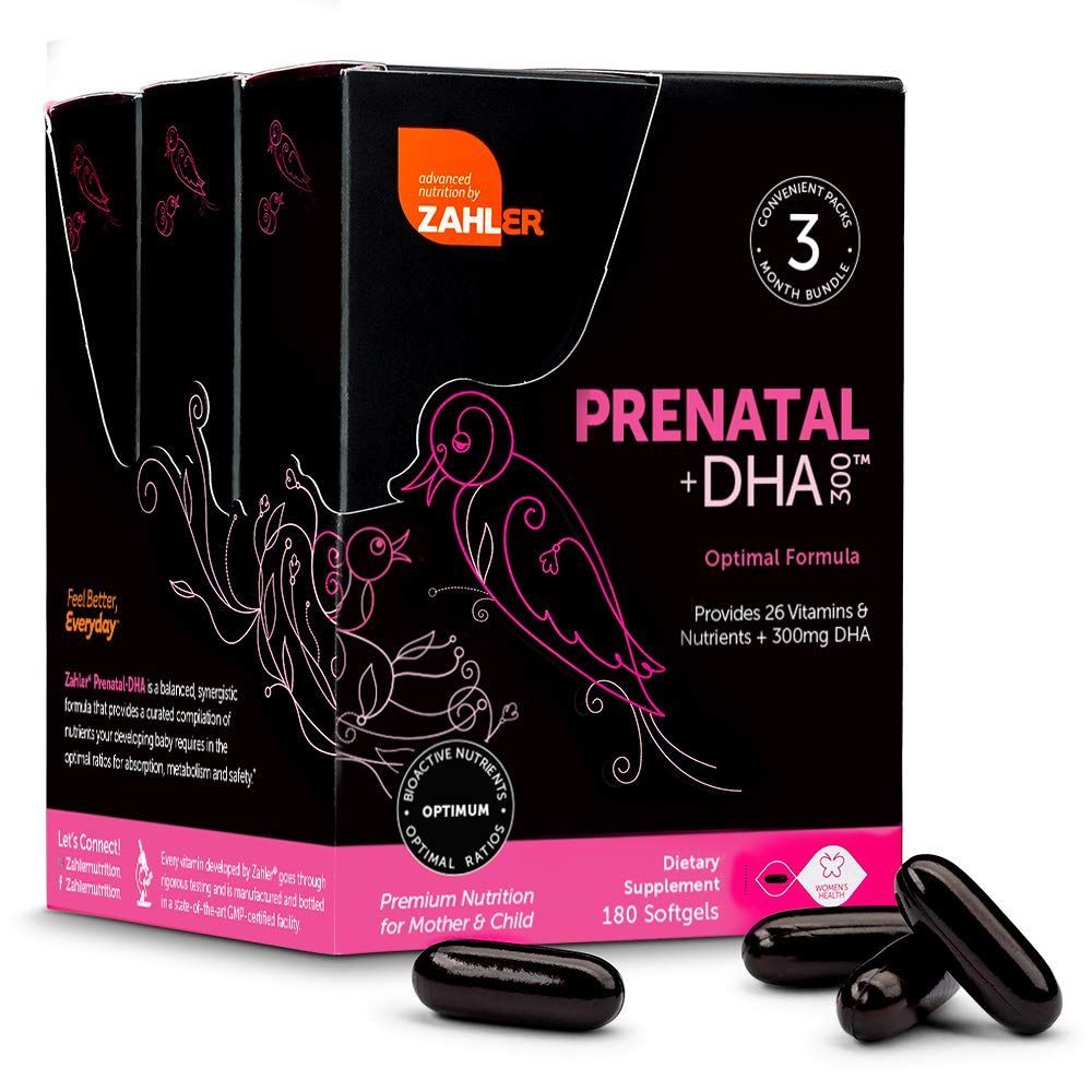 Zahler Prenatal Vitamin with DHA &amp; Folate - DHA Supplements &amp; Prenatal Multivitamin for Mother and Child - Kosher Prenatal DHA Prenatal Vitamins with Iron, Pre Natal Softgels (180 Count (Pack of 1))