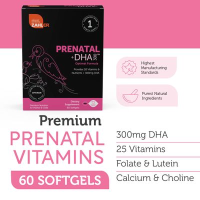 Zahler Prenatal Vitamin with DHA &amp; Folate - DHA Supplements &amp; Prenatal Multivitamin for Mother and Child - Kosher Prenatal DHA Prenatal Vitamins with Iron, Pre Natal Softgels (180 Count (Pack of 1))