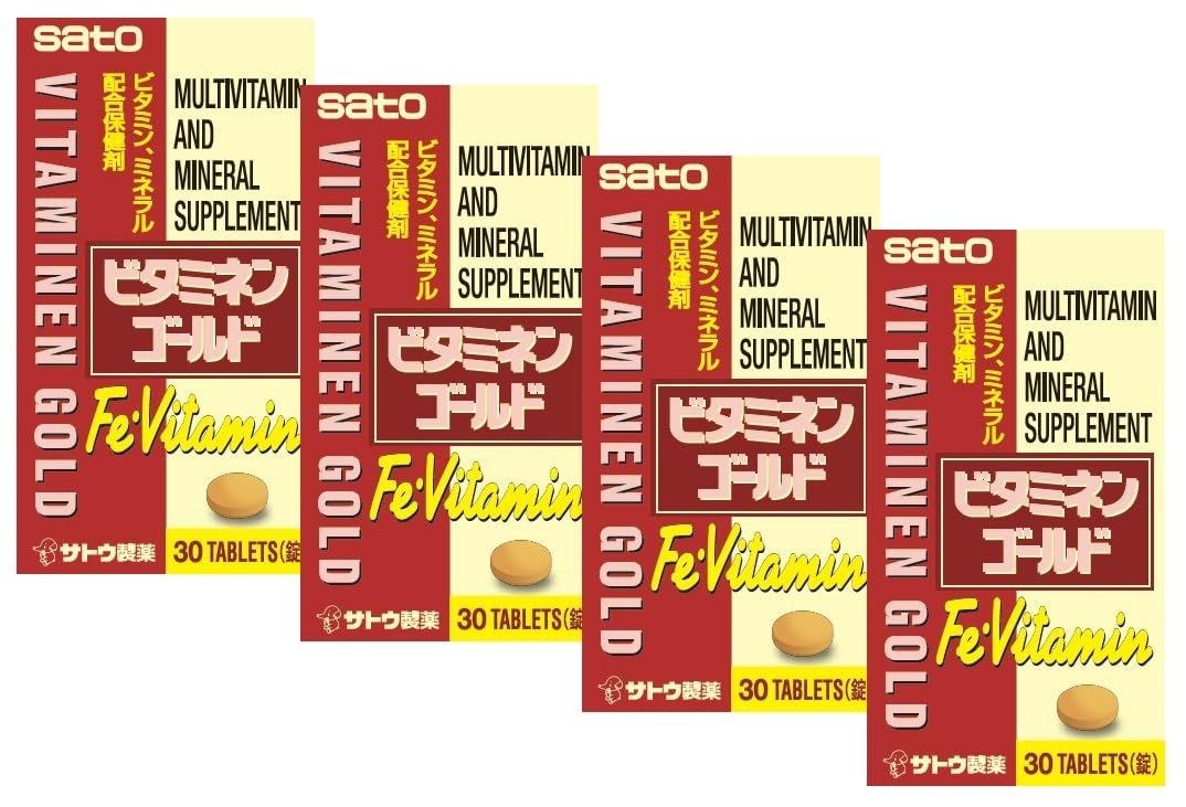Sato Vitaminen Gold, Multi Vitamine, Adult Multi vitamine, 30 Days Supply, one Day one Tablet,30Count (Pack of 4)