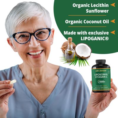 Life's Fortune Liposomal Vitamin C 2100 mg, Fast Acting Absorption, Higher Bioavailability Supporting Immune System, High Antioxidant Supplement Formula - Collagen Booster - 180 Capsules