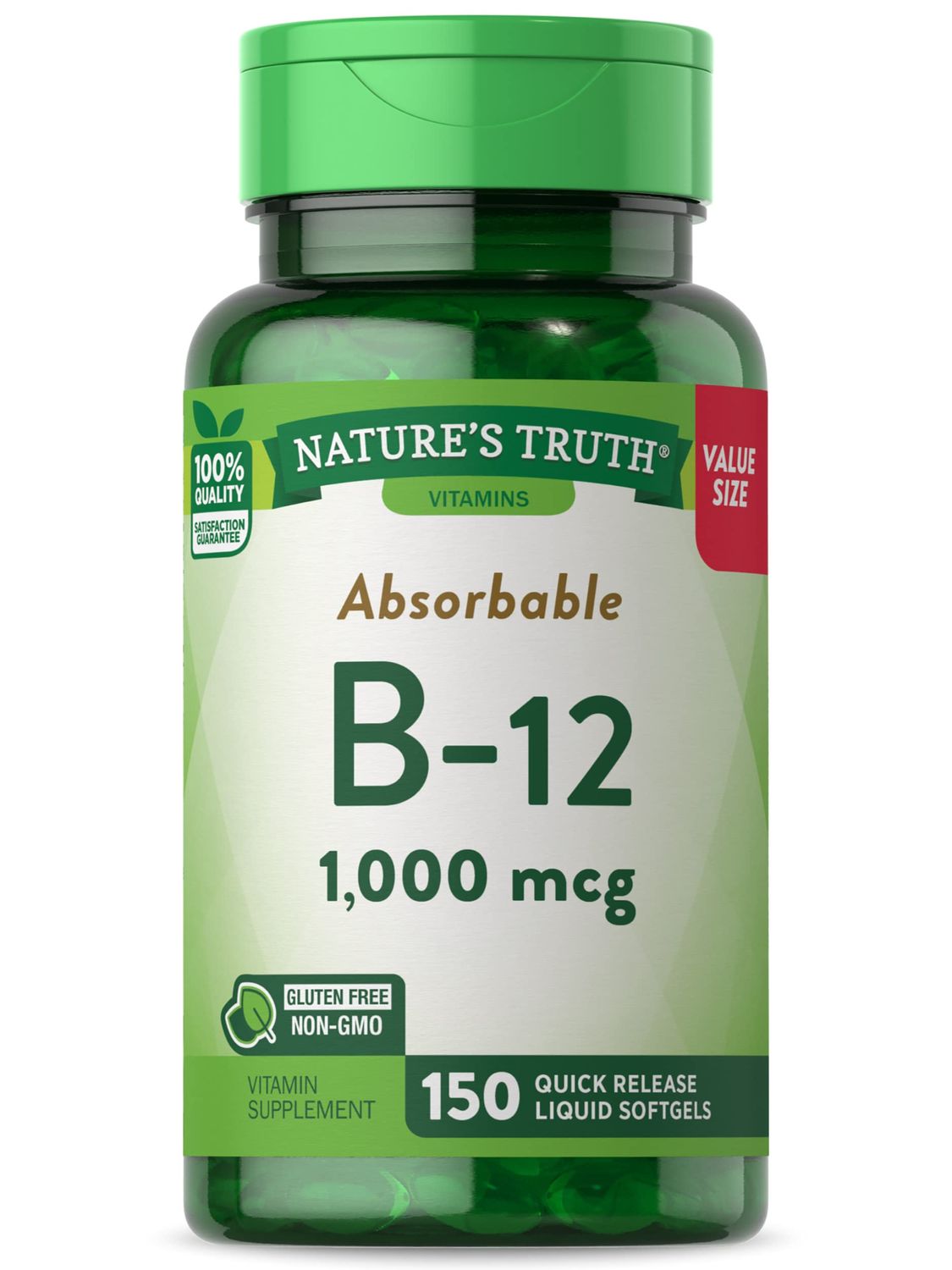Nature&#39;s Truth Vitamin B12 | 1000 mcg | 150 Softgels | Non-GMO &amp; Gluten Free Supplement
