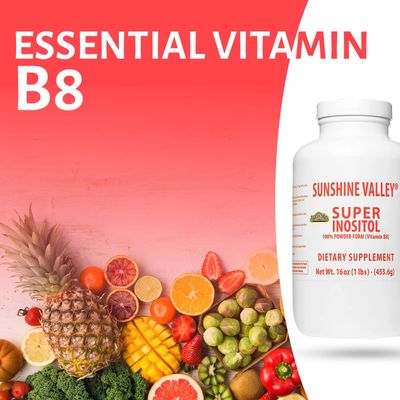 Sunshine Valley Super Inositol, Vitamin B8 Powdered Dietary Supplement, Natural & PCOS Fertility Supplement, Hormonal Balance & Healthy Ovarian Function Support, Non-GMO - 16 oz