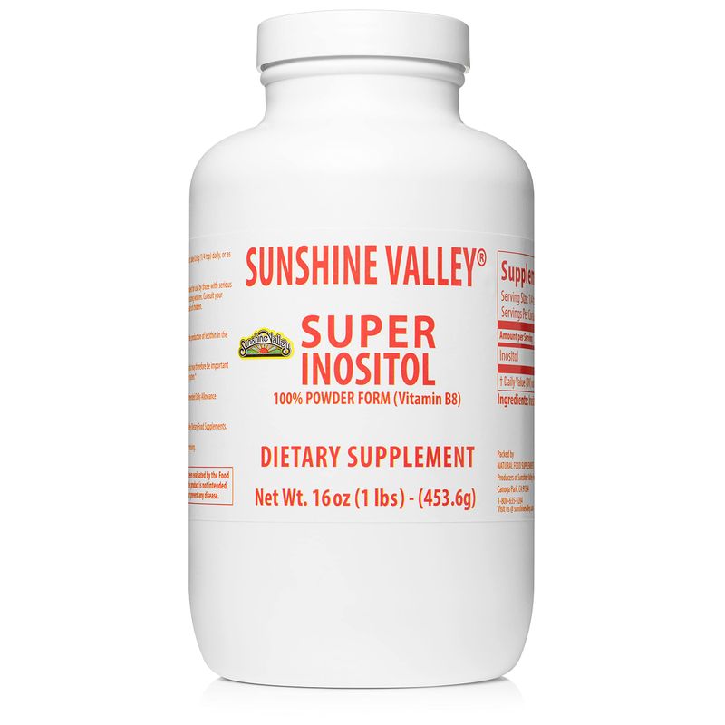 Sunshine Valley Super Inositol, Vitamin B8 Powdered Dietary Supplement, Natural &amp; PCOS Fertility Supplement, Hormonal Balance &amp; Healthy Ovarian Function Support, Non-GMO - 16 oz