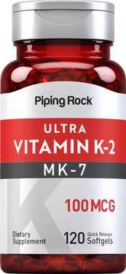 Piping Rock Vitamin K2 MK-7 | 100 mcg | 120 Softgels | Non-GMO, Gluten Free Supplement