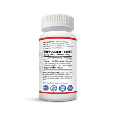 Methyl-Life Purest L-Methylfolate 10 mg Pharmaceutical Grade Professional Strength Active Folate - 3 Months Supply. Chewables. Non-GMO. Gluten Free Methylfolate