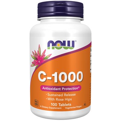 NOW Foods Supplements, Vitamin C-1,000 with Rose Hips, Sustained Release, Antioxidant Protection*, 100 Tablets