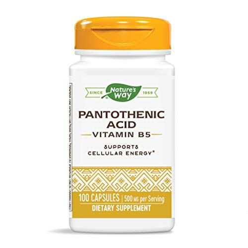 Nature&#39;s Way Pantothenic Acid, Supports Cellular Energy*, 500mg Per Serving, 100 Capsules