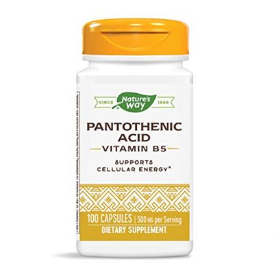 Nature&#39;s Way Pantothenic Acid, Supports Cellular Energy*, 500mg Per Serving, 100 Capsules