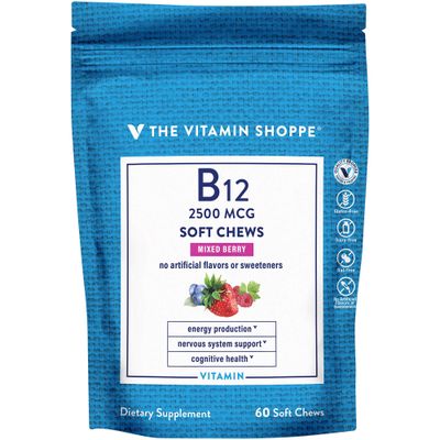 Vitamin B12 Soft Chews - Supports Energy Production &amp; Cognitive Health - Mixed Berry (60 Soft Chews)