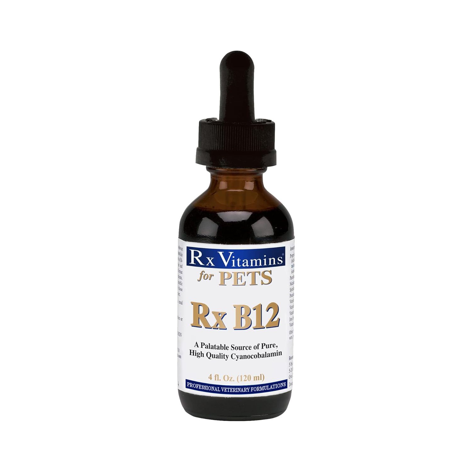 Rx Vitamins Rx B12 for Dogs &amp; Cats - Vitamin B12 Liquid Supplement for Pets - Dog Vitamins for Small &amp; Large Breed - Cat Health Supplies - 4 oz.