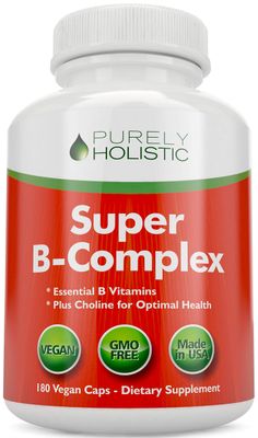 Vitamin B Complex - 8 Super B Complex Vitamins with Choline &amp; Inositol, Vitamins B1, B2, B3, B5, B6, B8, B9 &amp; B12 - B100 Complex - 180 Vegan Capsules - 6 Month Supply - Made in The USA