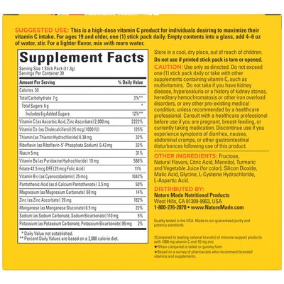 Nature Made ImmuneMAX Fizzy Drink Mix, with Vitamin C, Vitamin D, and Zinc Supplement for Immune Support, Fast Absorption, 30 Stick Packs, 0.4 Ounce