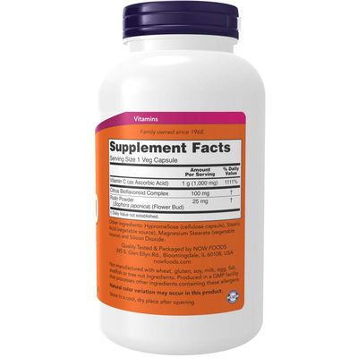 Now Supplements, Vitamin C-1,000 with 100 mg of Bioflavonoids, Antioxidant Protection*, 250 Veg Capsules (Pack of 2)