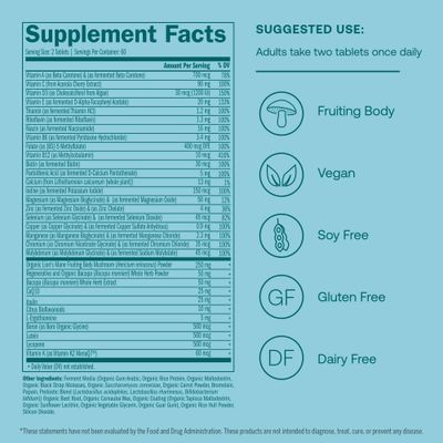 True Grace Daily Mens Multivitamin 50+ - 120 Easy-to-Swallow Tablets - Immune, Energy, Longevity &amp; Memory Support - Gluten Free, Soy Free, Vegan - 60 Servings