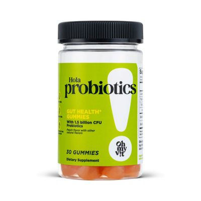 OH MY VIT! Hola Probiotics Gummy, Daily Supplement for Women and Men, 1.5 Billion CFUs, Peach Flavor, 30 Count
