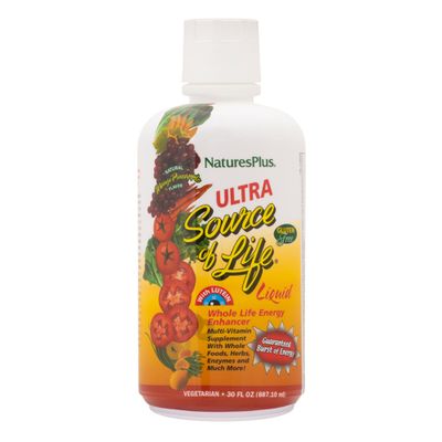 NaturesPlus Ultra Source of Life Liquid - 30 fl oz - Mango Pineapple Flavor - Multivitamin Supplement with Vitamin D3 and Lutein - Vegetarian, Gluten-Free - 30 Servings
